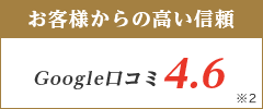 お客様からの高い信頼 Google口コミ4.6